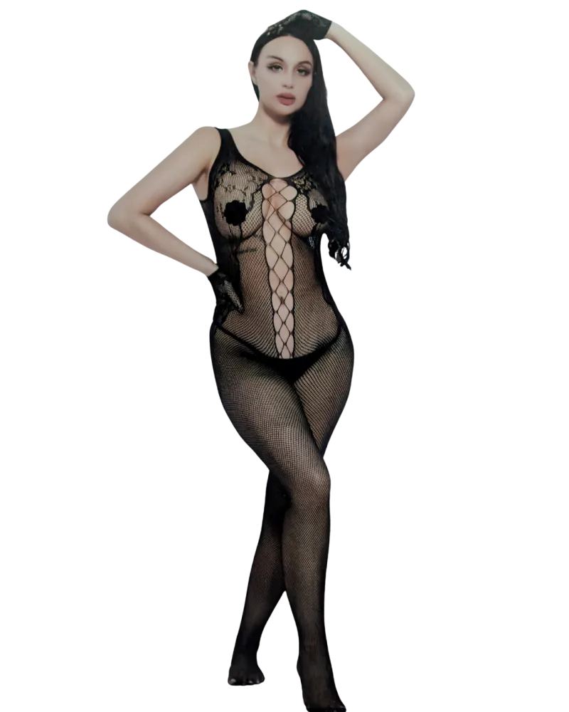 Midnight Veil Fishnet Bodysuit
