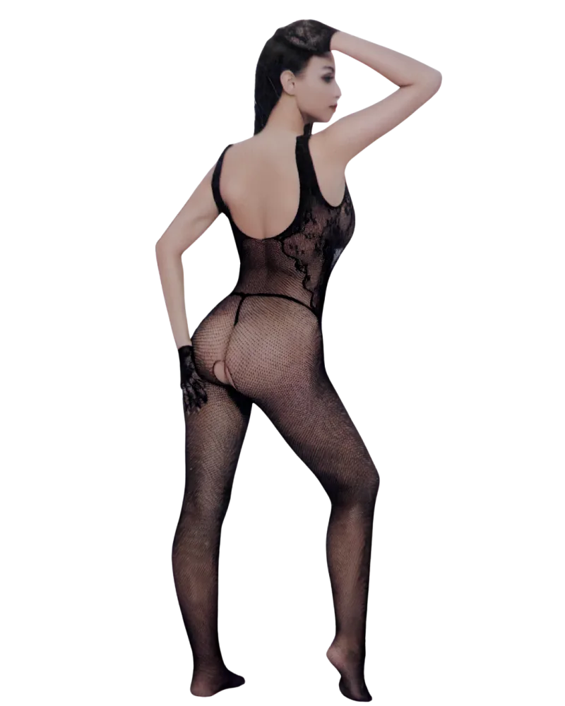 Midnight Veil Fishnet Bodysuit